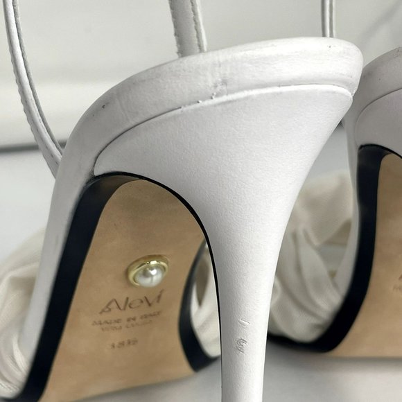 ALEVI Milano White Leather Mesh Slingback Stiletto Heels - IT 38.5, US 8.5 - Picture 9 of 12